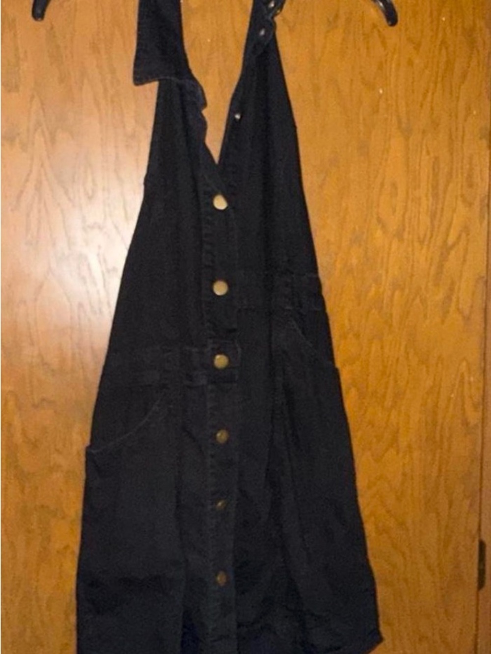 Free People Black Button-Front Midi Dress